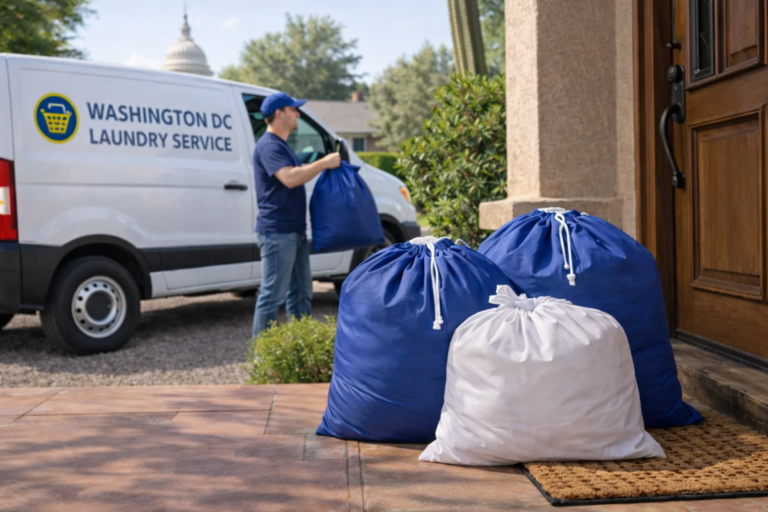 Laundry pickup at a residential home in Washington DC