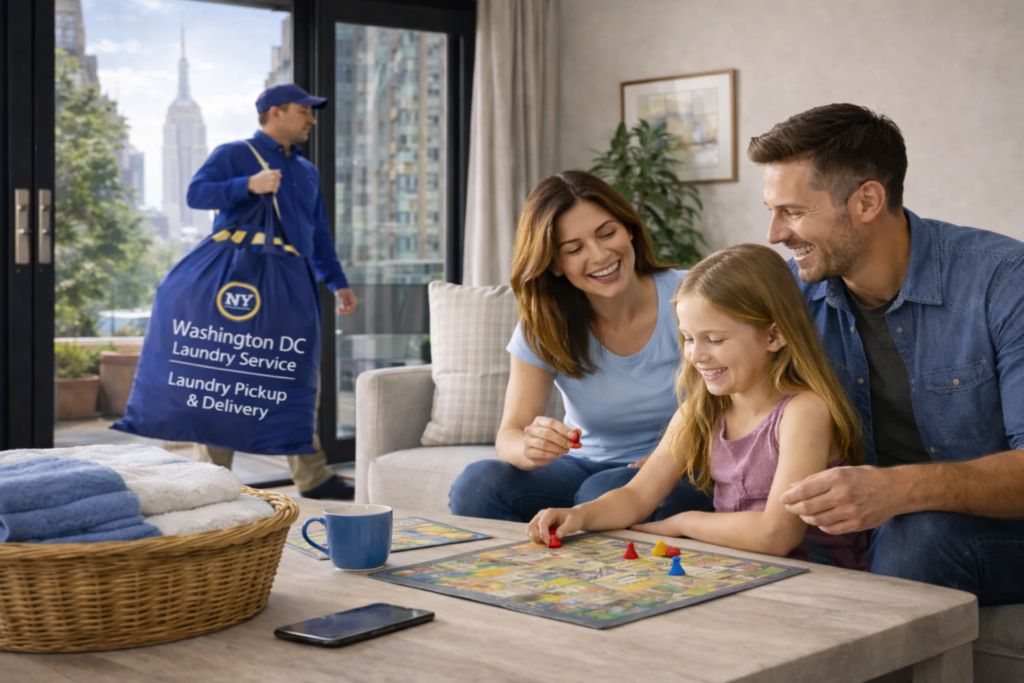 Washington dc family receiving laundry service